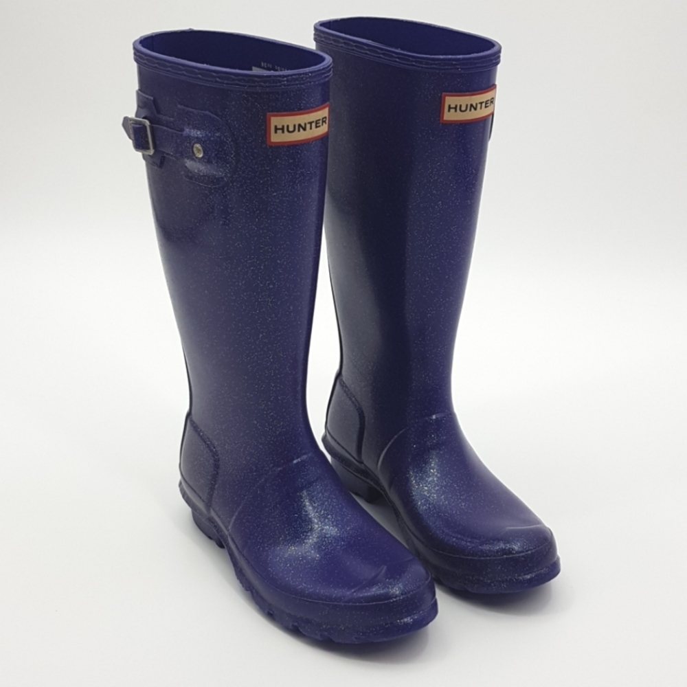 Hunter Purplish-blue Glitter Tall Rain Boots 5G/36